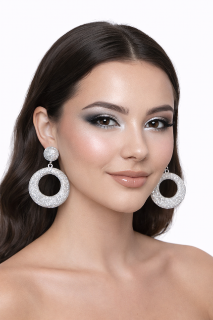 Di Bartelomeo Oorbellen Glitter Rond Zilver