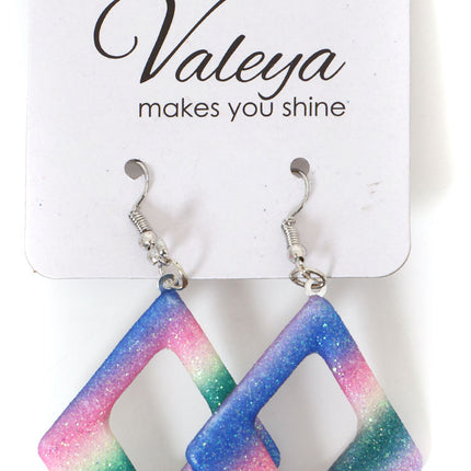 Di Bartelomeo Oorbellen Glitter Ruit Regenboog