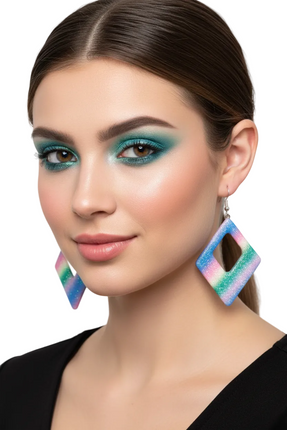 Di Bartelomeo Oorbellen Glitter Ruit Regenboog