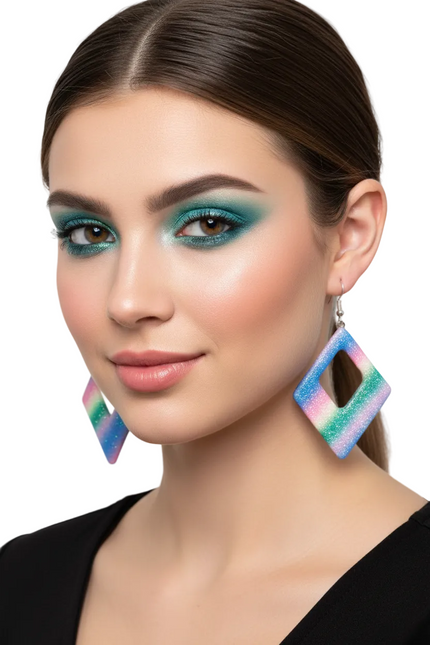 Di Bartelomeo Oorbellen Glitter Ruit Regenboog