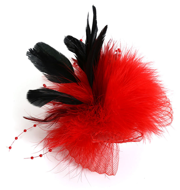 Di Bartelomeo Strikje tule met veertjes rood