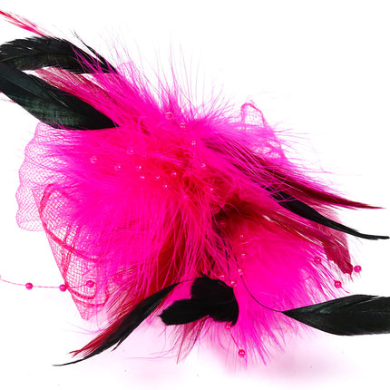 Di Bartelomeo Strikje tule met veertjes roze