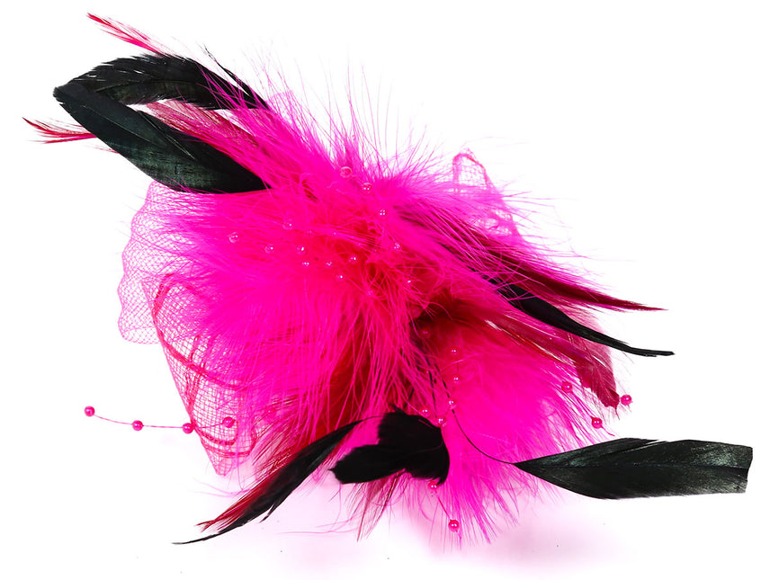 Di Bartelomeo Strikje tule met veertjes roze