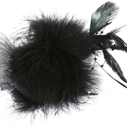 Di Bartelomeo Strikje tule met veertjes zwart