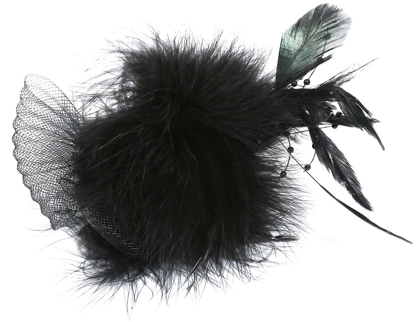 Di Bartelomeo Strikje tule met veertjes zwart