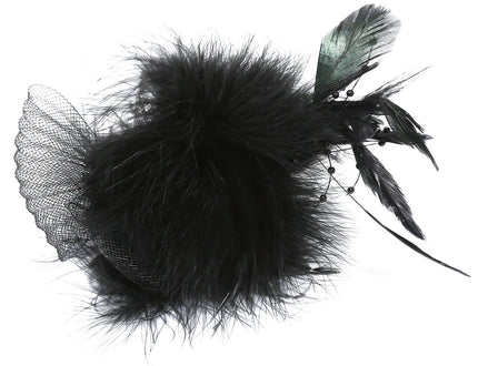 Di Bartelomeo Strikje tule met veertjes zwart