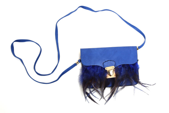 Di Bartelomeo Tasje blauw met veren