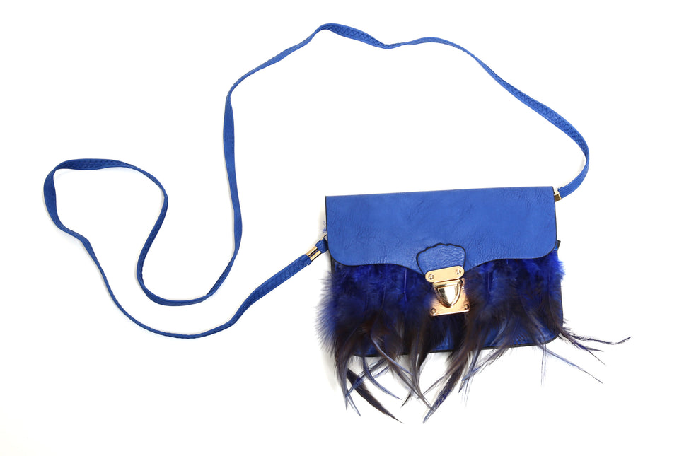 Di Bartelomeo Tasje blauw met veren