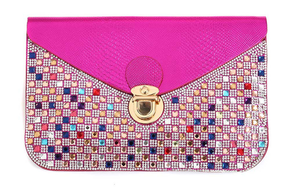 Di Bartelomeo Tasje met steentjes roze