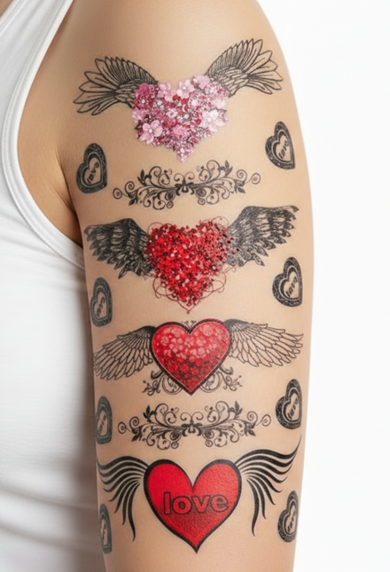 Di Bartelomeo Tattoo Hartjes Met Vleugels
