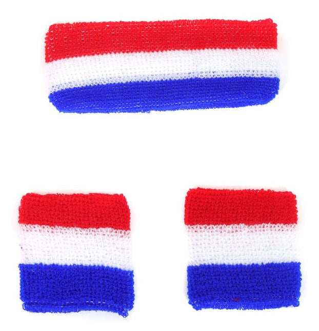 Di Bartelomeo Zweetbandjes Rood Wit Blauw