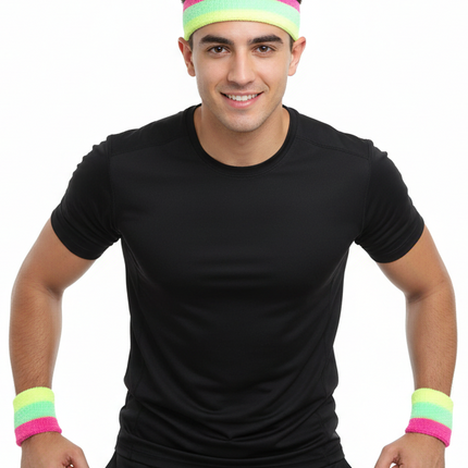 Di Bartelomeo Zweetbandjes Roze Geel Groen Neon