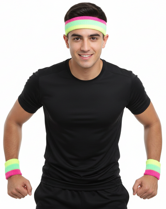 Di Bartelomeo Zweetbandjes Roze Geel Groen Neon