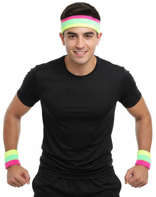 Di Bartelomeo Zweetbandjes Roze Geel Groen Neon