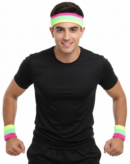 Di Bartelomeo Zweetbandjes Roze Geel Groen Neon