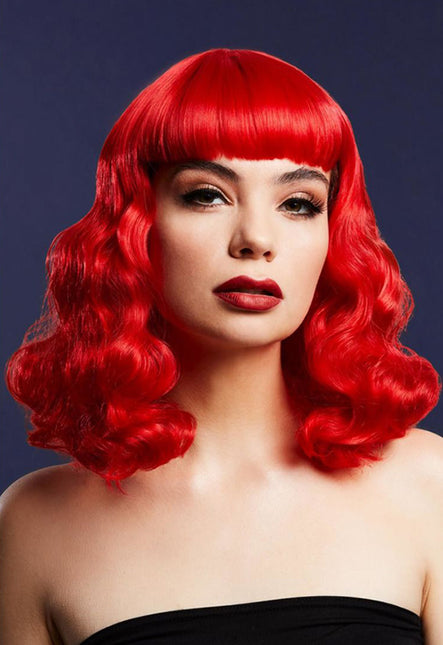 Fever Fever Bettie Pruik met korte ponny rood