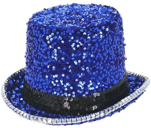 Fever Fever Deluxe Pailletten Hoge Hoed Blauw