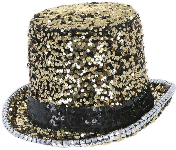 Fever Fever Deluxe Pailletten Hoge Hoed Goud