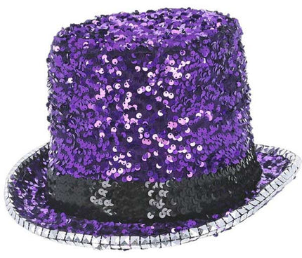 Fever Fever Deluxe Pailletten Hoge Hoed Paars