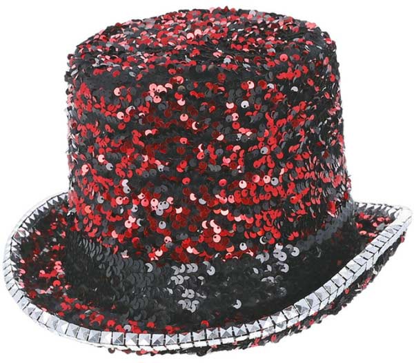 Fever Fever Deluxe Pailletten Hoge Hoed Rood