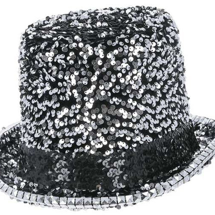 Fever Fever Deluxe Pailletten Hoge Hoed Zilver