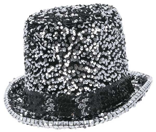 Fever Fever Deluxe Pailletten Hoge Hoed Zilver