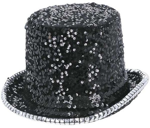 Fever Fever Deluxe Pailletten Hoge Hoed Zwart