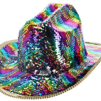 Fever Fever Deluxe Sequin Cowboy Hoed Regenboog