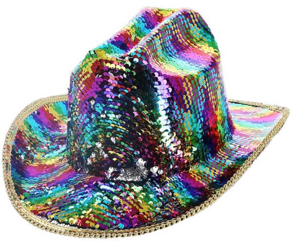 Fever Fever Deluxe Sequin Cowboy Hoed Regenboog