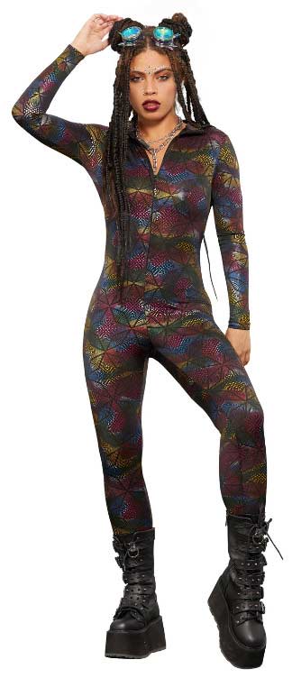 Fever Fever Geometric Print Catsuit