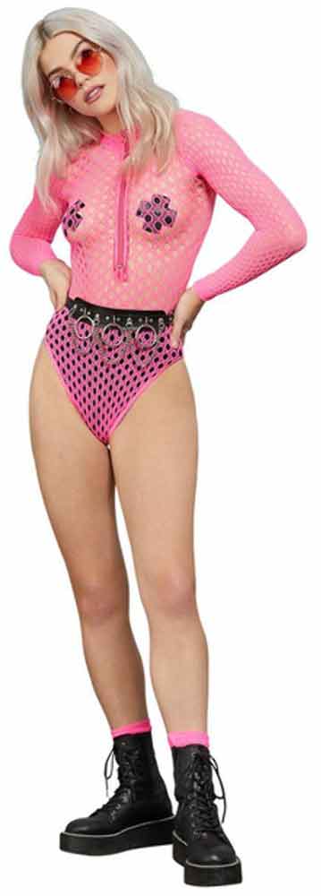 Fever Fever Long Sleeve Zipped Roze Bodysuit