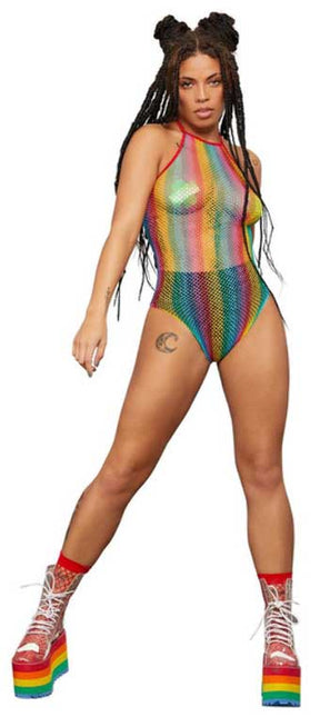 Fever Fever Rainbow Fishnet Bodysuit