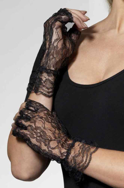 Fever Handschoenen Kant Kort Zwart