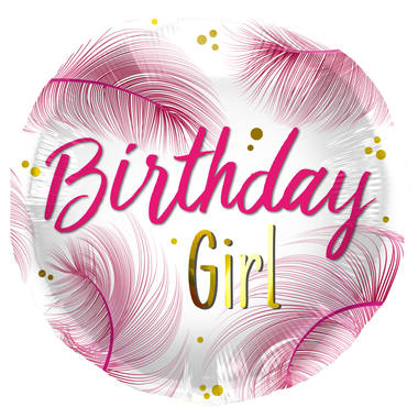 Folat Folieballon Birtday Girl Veren 45 cm