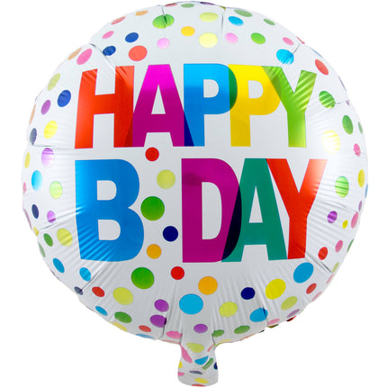 Folat Folieballon Happy Bday Stippen 45 cm