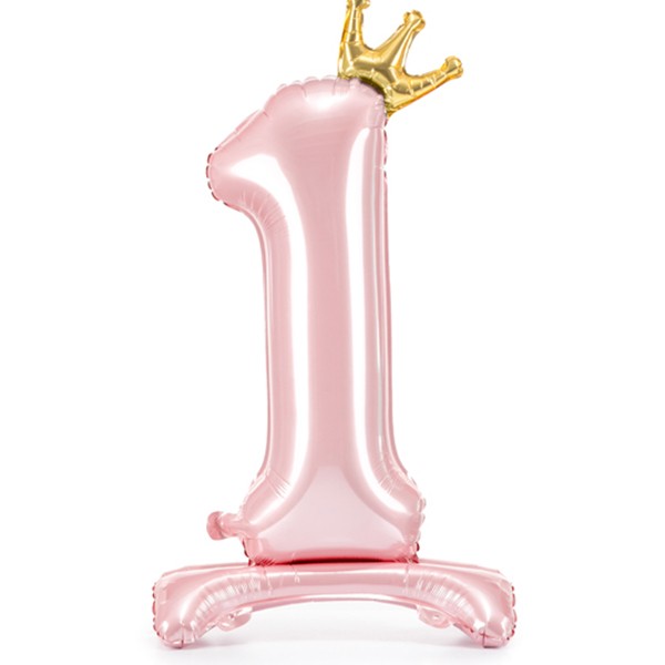 Folat Staande Folieballon Cijfer 1 op voet met kroontje 84 cm
