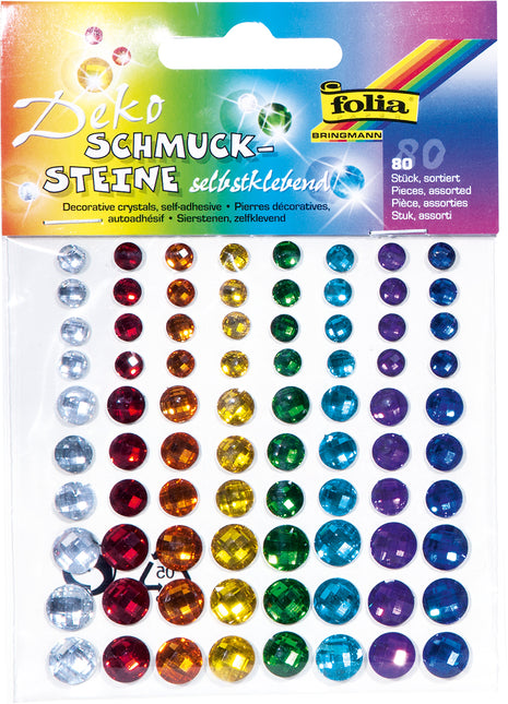 Folia Bringmann Sierstenen – Sparkeling Rainbow – 80 Zelfklevende Stickers – Glinsterende Regendruppel Decoratie – Voor Kaarten, Scrapbooking & Meer