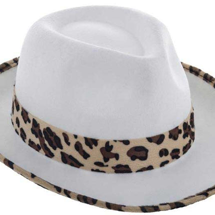 Funny Fashion Hoed met Luipaardlint Wit
