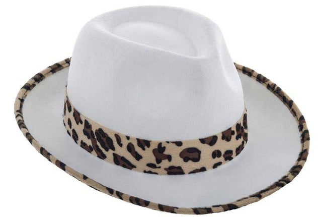 Funny Fashion Hoed met Luipaardlint Wit