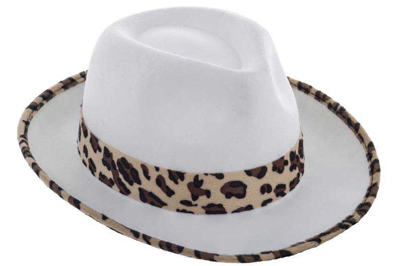 Funny Fashion Hoed met Luipaardlint Wit