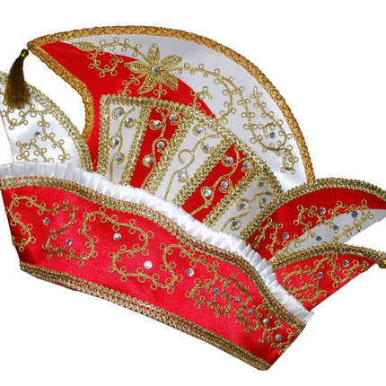 Funny Fashion Prinsenmuts Deluxe Rood Goud