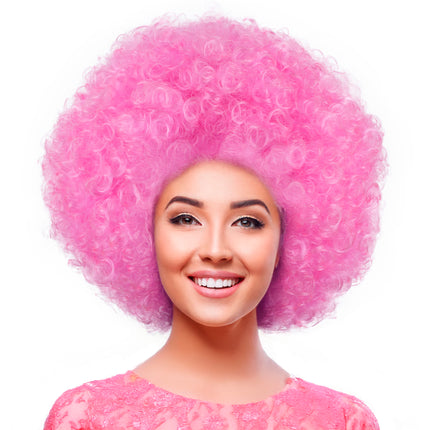 Funny Fashion Pruik Afro Roze