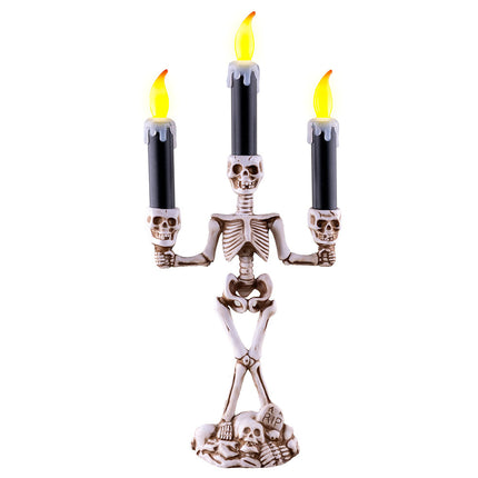 Funny Fashion Skelet Kandelaar met 3 LED Kaarsen