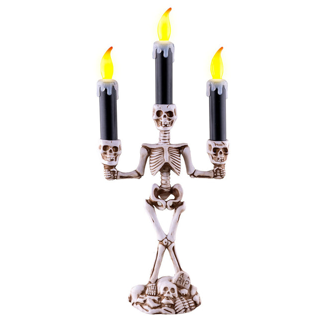 Funny Fashion Skelet Kandelaar met 3 LED Kaarsen