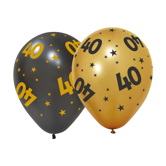 Globos Europe Ballonnen 40 Goud Zwart 6 stuks