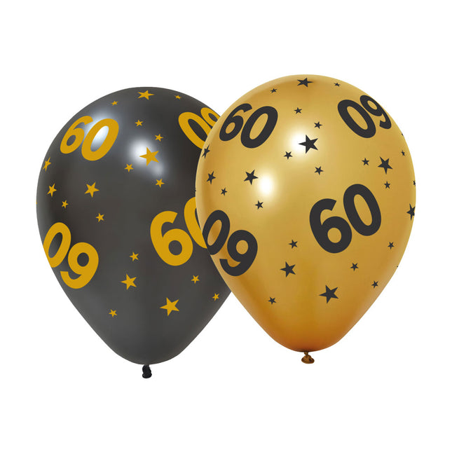 Globos Europe Ballonnen 60 Goud Zwart 6 stuks