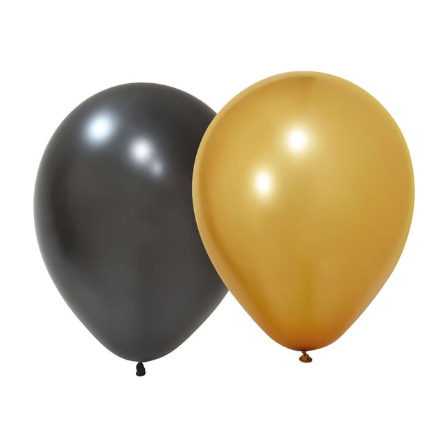 Globos Europe Ballonnen Goud Zwart 6 stuks