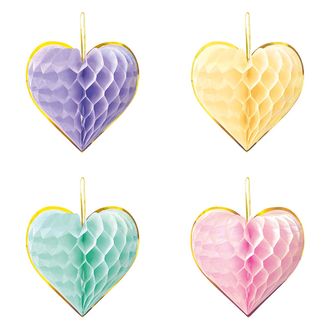Globos Europe Hartjes Honeycombs Paper 23 cm 4 stuks
