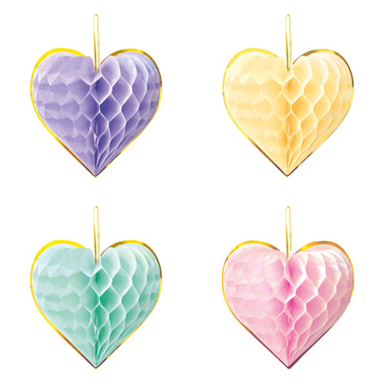 Globos Europe Hartjes Honeycombs Paper 23 cm 4 stuks