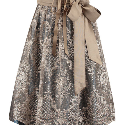 Haus Huberts Dirndl 2-delig Jacquard Blauw Koffie